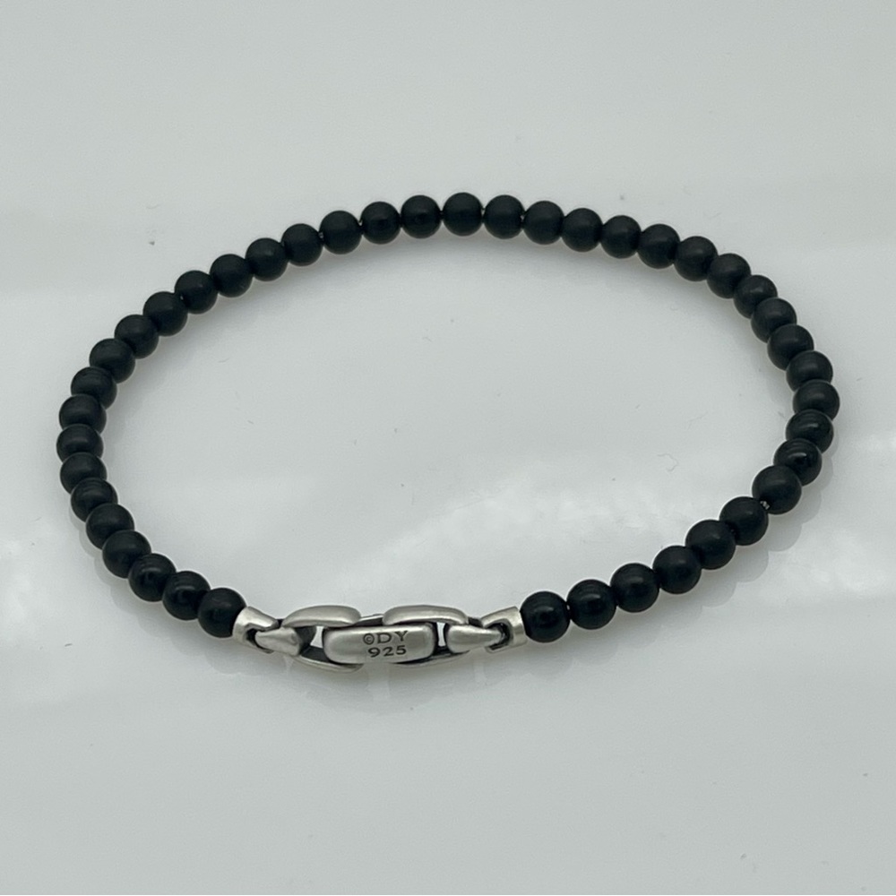 David Yurman Black Beaded Bracelet with Silver Clasp - Picture 2 of 4